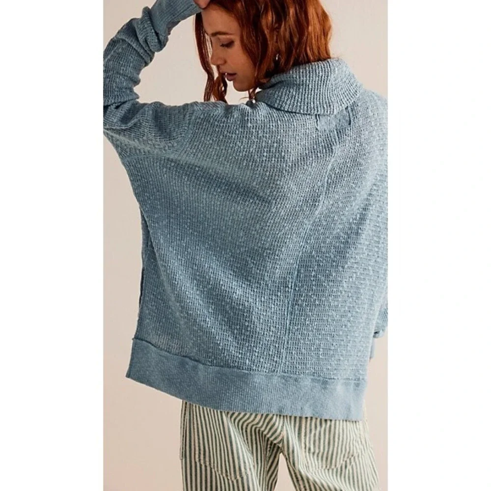 Free People™ Women's SMALL Tommy Turtle Relaxed Fit Turtleneck - Blue Tourmalene